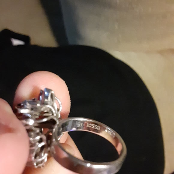 Vintage Platinum Band Ruby Cluster Cocktail Ring Mid Century - Picture 10 of 13